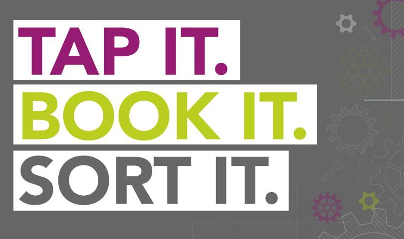 Tap It Book It Sort It Banner