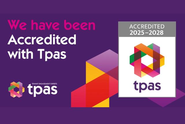 Graphic Stating 'We Have Been Accredited With Tpas From 2025–2028', Featuring A Colorful Abstract Design And The Tpas Logo