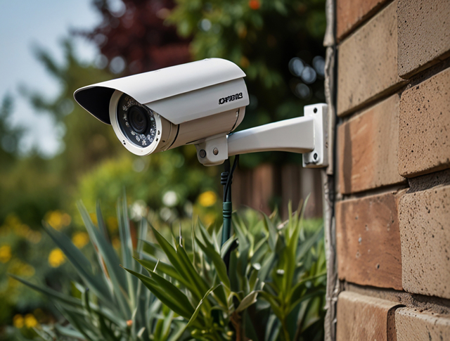 CCTV camera installed in a garden