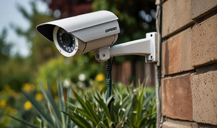CCTV camera installed in a garden