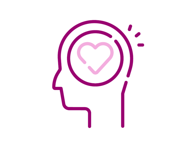 A side-on shot of a head with a heart inside