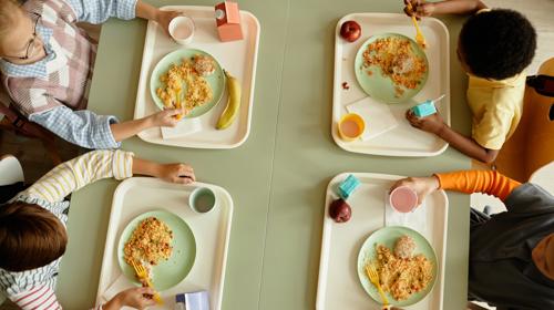 Top View Children Table Eating Healthy Lunch Cafeteria (1)