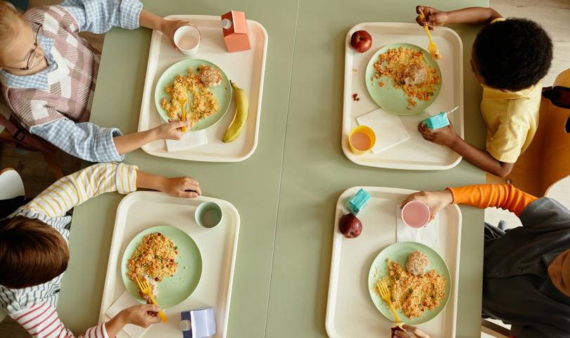Top View Children Table Eating Healthy Lunch Cafeteria (1)