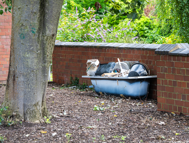 Fly tipping in the form of a full up bath tub