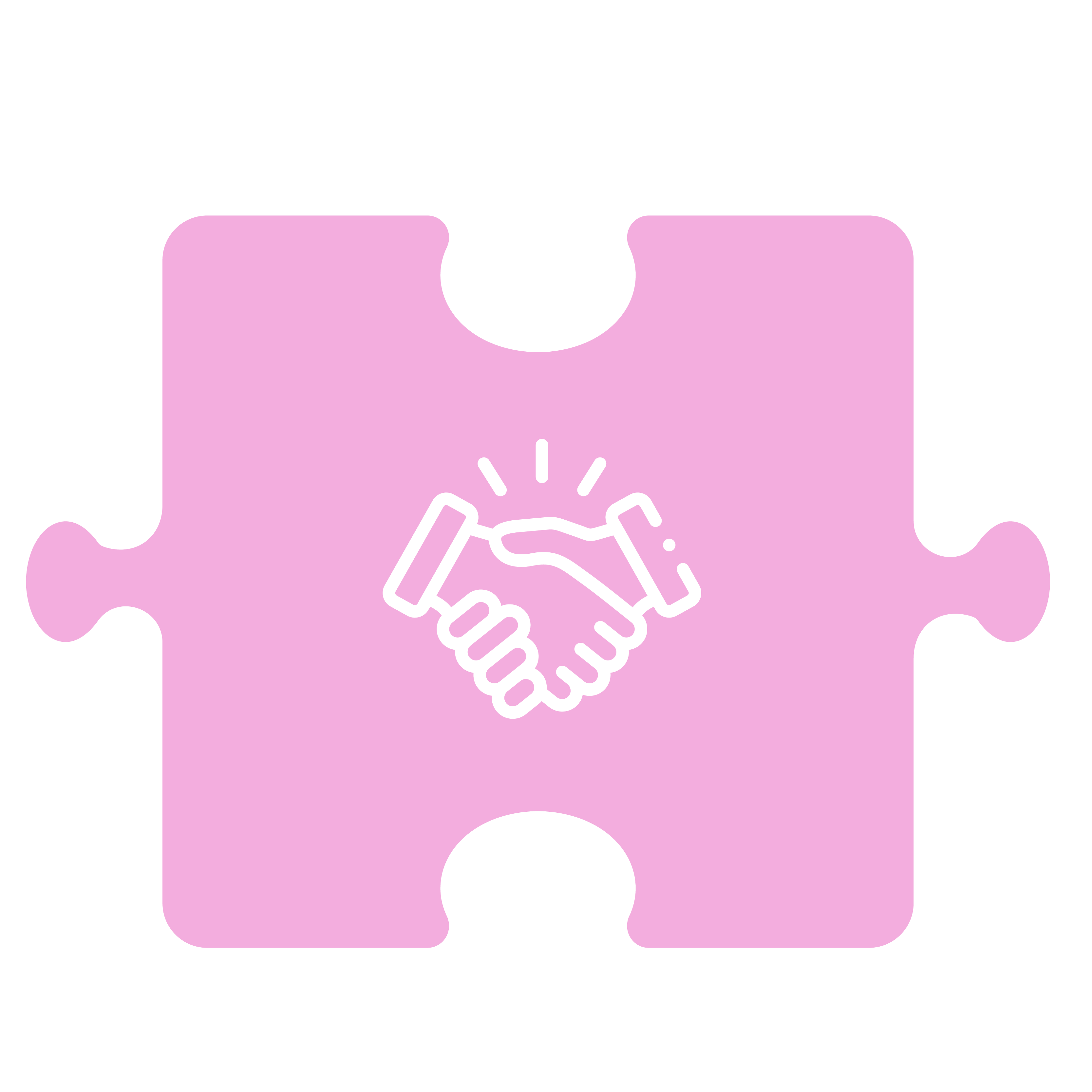 A jigsaw piece with 2 hands shaking A jigsaw piece with 2 hands shaking
