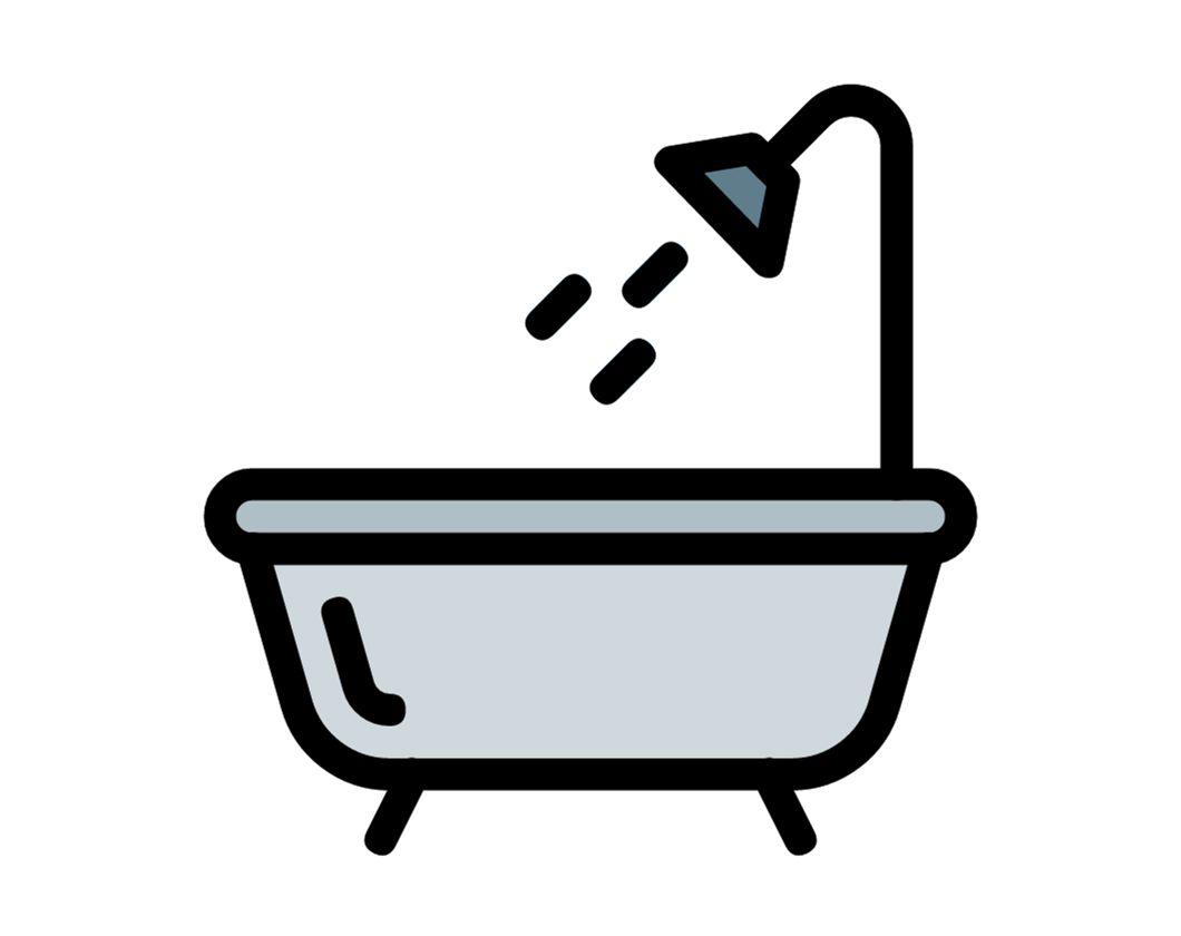 An icon of a shower over a bath tub
