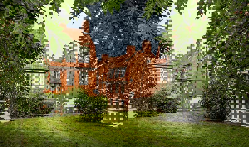 An outdoor communal section of Holmes Estate