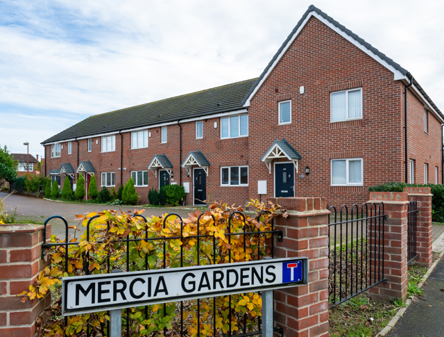The front of Mercia Gardens