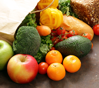 Fruit And Groceries In A Brown Paper Bag Fruit And Groceries In A Brown Paper Bag