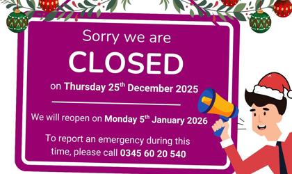 Infographic Promoting Closure With A Sign Hanging And A Person Holding A Megaphone