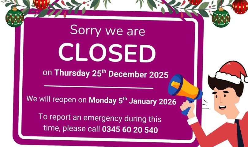 Infographic Promoting Closure With A Sign Hanging And A Person Holding A Megaphone