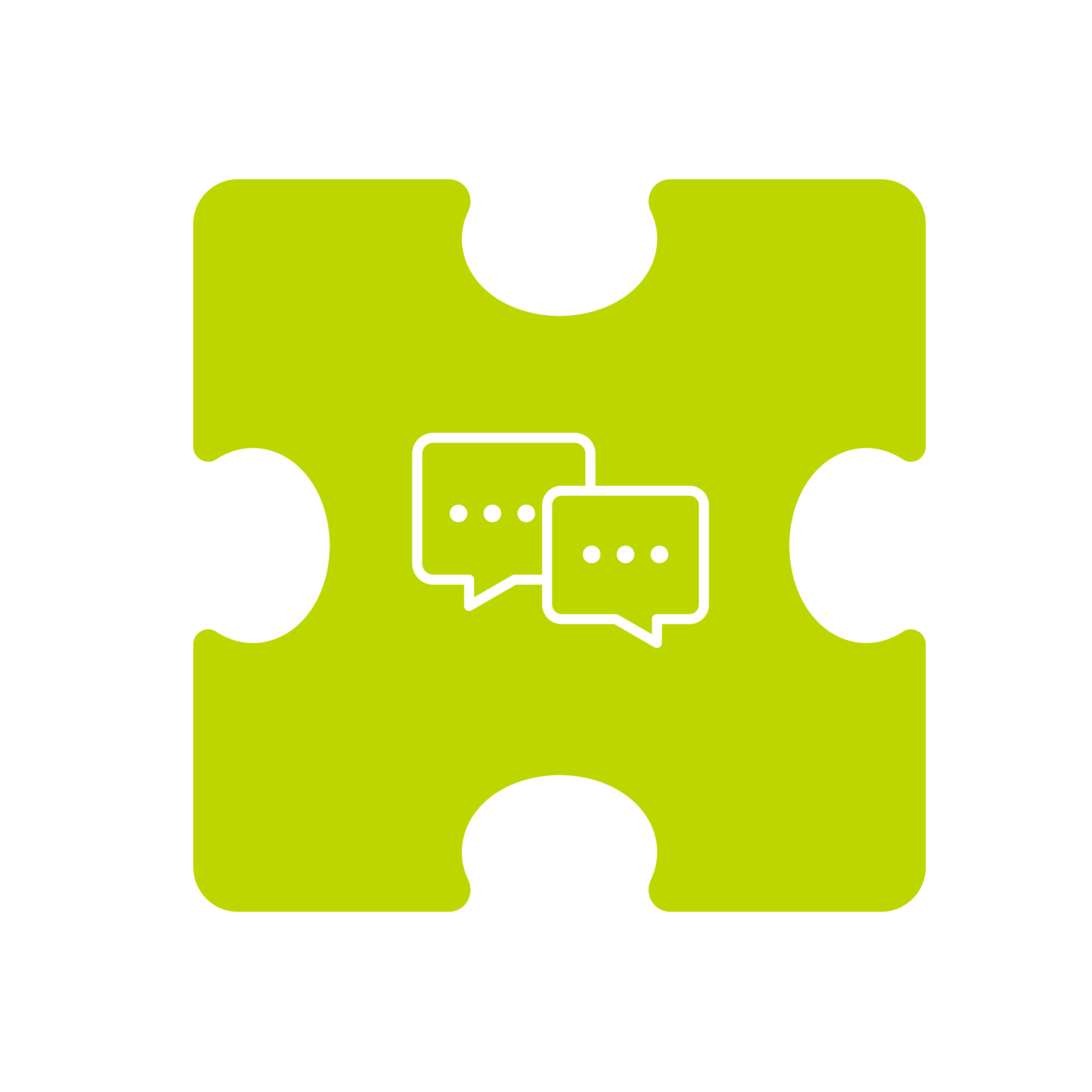A jigsaw piece with 2 speech bubbles A jigsaw piece with 2 speech bubbles