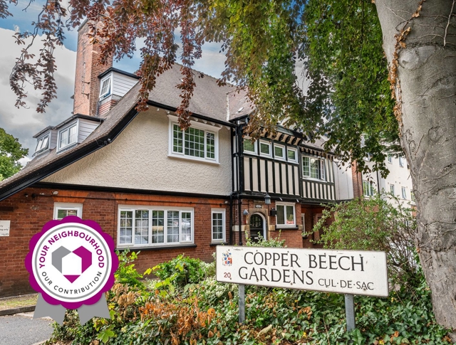 Copper Beech Gardens Sign With Homes Behind It V2