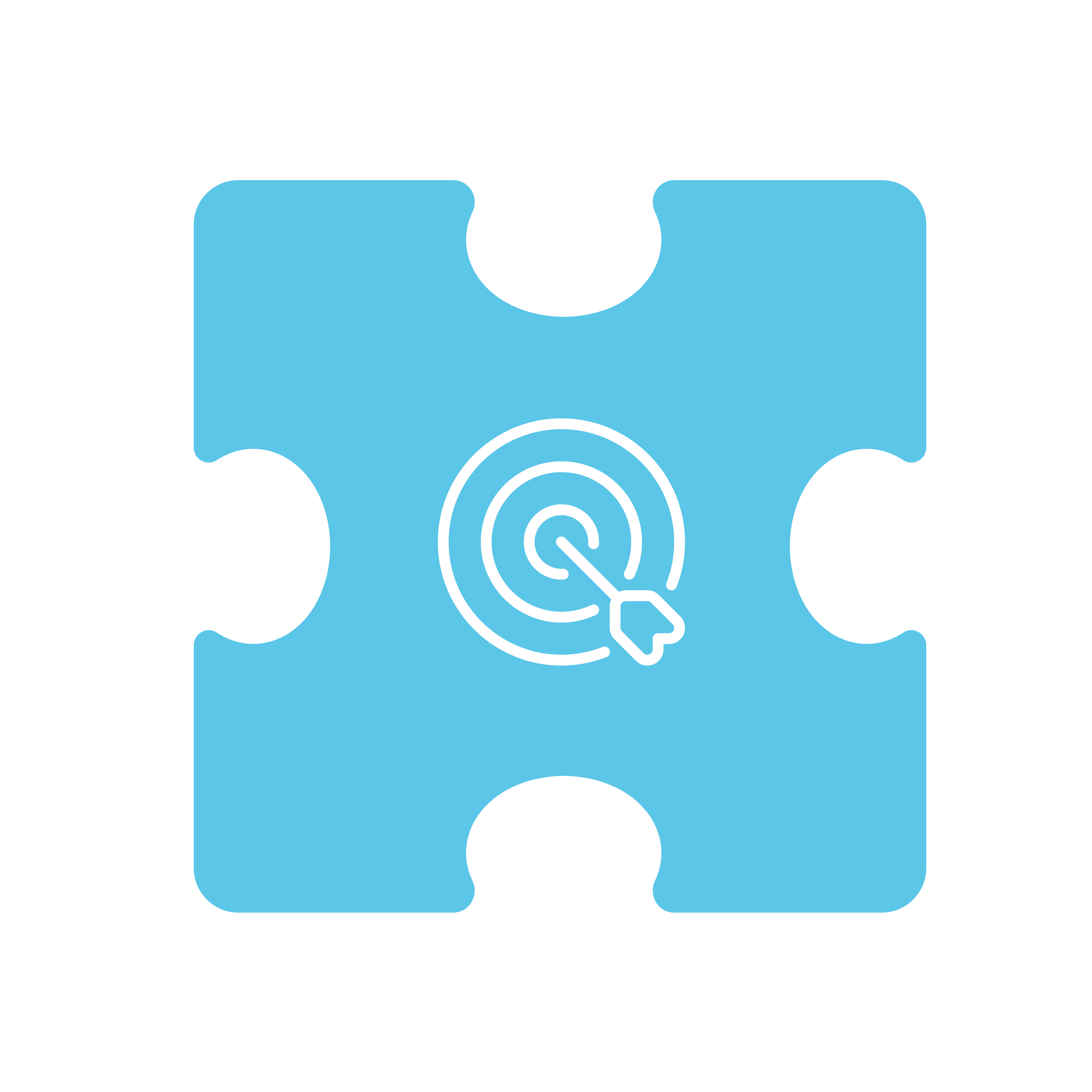 A jigsaw piece with an arrow hitting the centre of a target A jigsaw piece with an arrow hitting the centre of a target