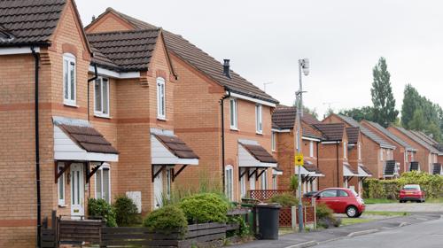 Newly built homes in a row