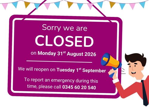Banner informing when we're closed